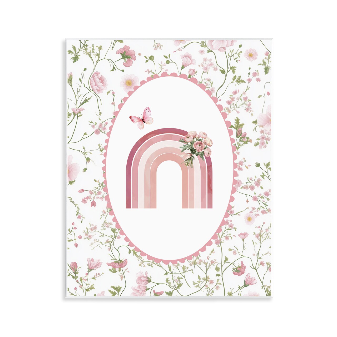 Stupell Industries Delicate Florals & Rainbow Wall Plaque, design by Christine Simpson Art